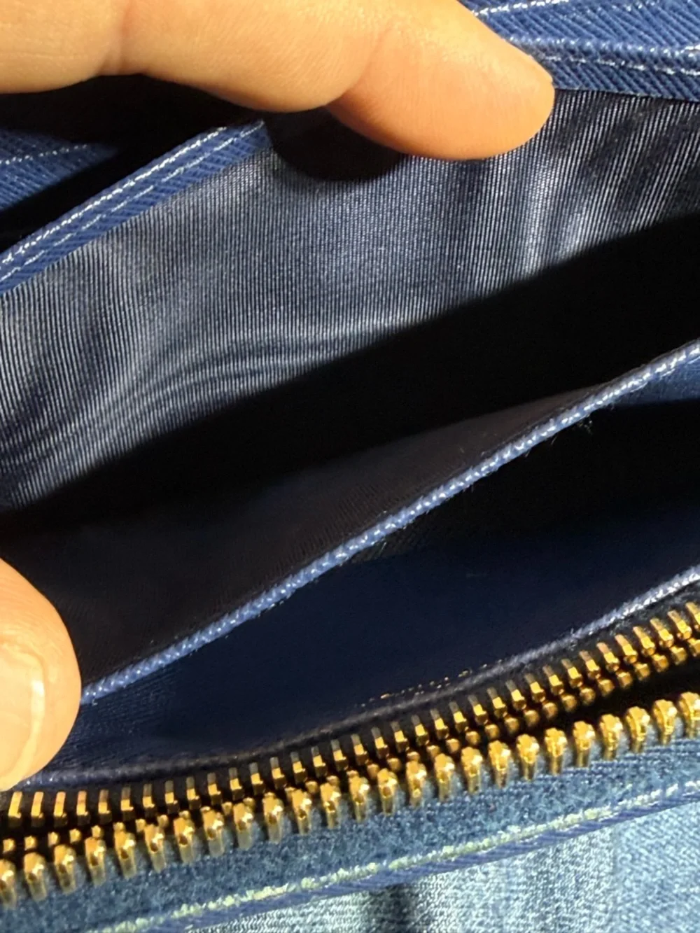 Prada Blue Saffiano Leather Zip Wallet with Gold Logo - Picture 12 of 16